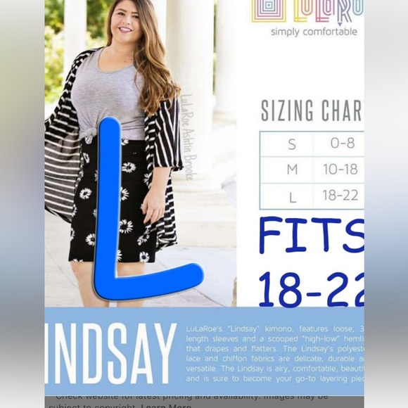 Lularoe Lindsay Kimono size L black & white stripe - Picture 6 of 7